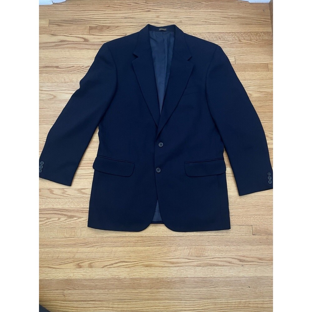 VTG Oscar de la Renta Blazer Jacket Navy Mens 41L W35 Navy Blue Career 100% Wool